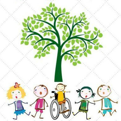 Logo OREW - przedstawia dzieci niepełnosprawne bawiące się pod wierzbą